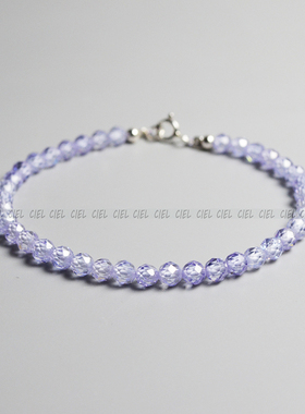 Ciel原创手工天然浅紫色锆石手链4mm切面细手串脚链项链十二月石