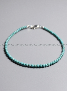 天然复古色绿松石手链极细2mm