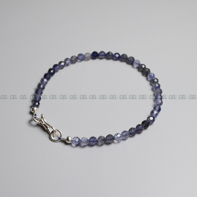 ciel原创手工天然堇青石手链3.8mm切面极细脚链手串项链幸运好运