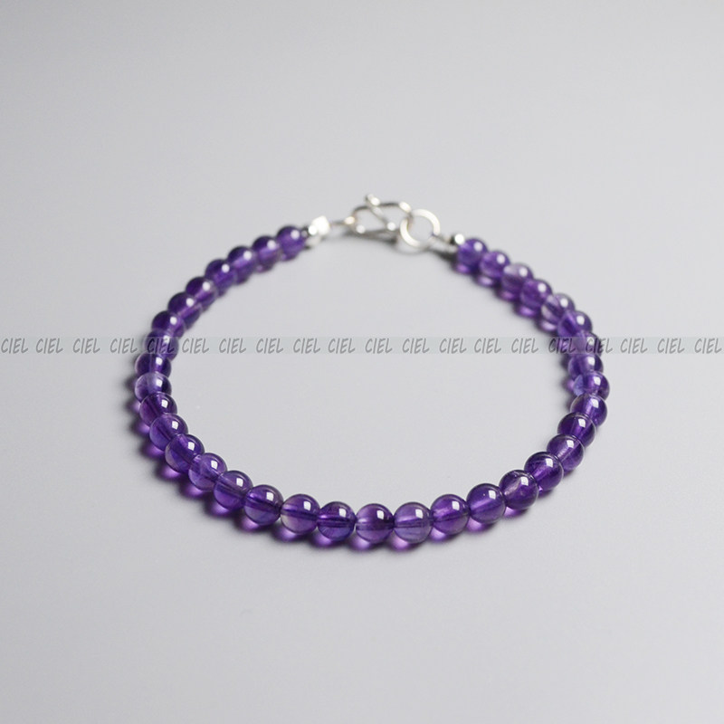 Ciel原创手工天然紫水晶手链4mm细手串脚链项链爱情石圆珠二月石
