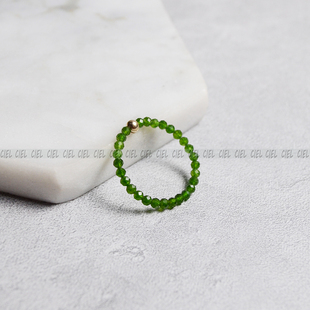 Ciel原创手工天然台湾碧玉戒指2mm切面极细袖珍指环关节戒尾戒绿