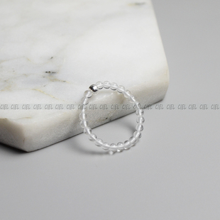 Ciel原创天然手工白水晶戒指指环尾戒关节戒极细2mm纯洁清补金女