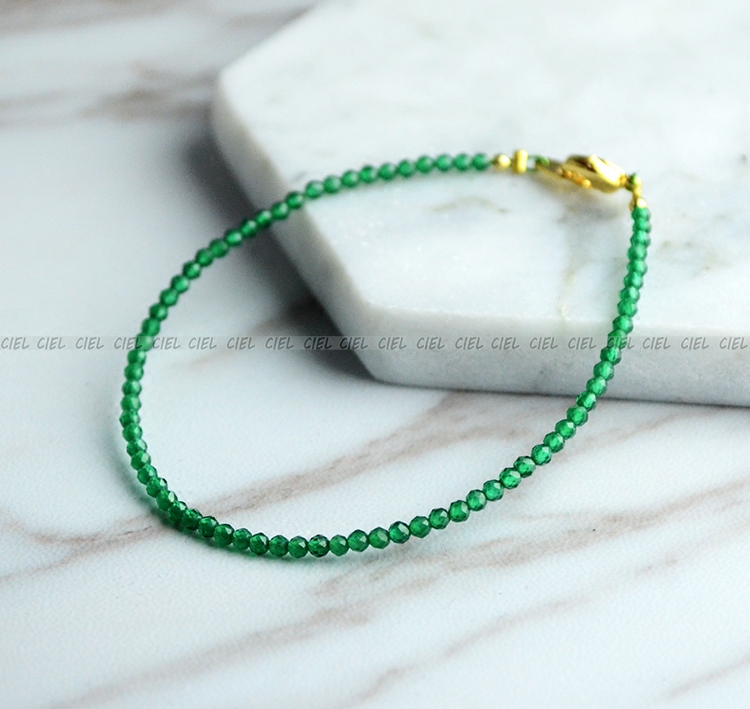 ciel原创极细2mm绿色女友手链
