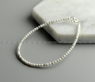 CIEL原创手工天然白松石手链极细2mm迷你手串脚链项链清纯圆珠女