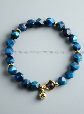 ciel原创玫红虎眼石手链切面不规则手串女蓝色绿色刻面