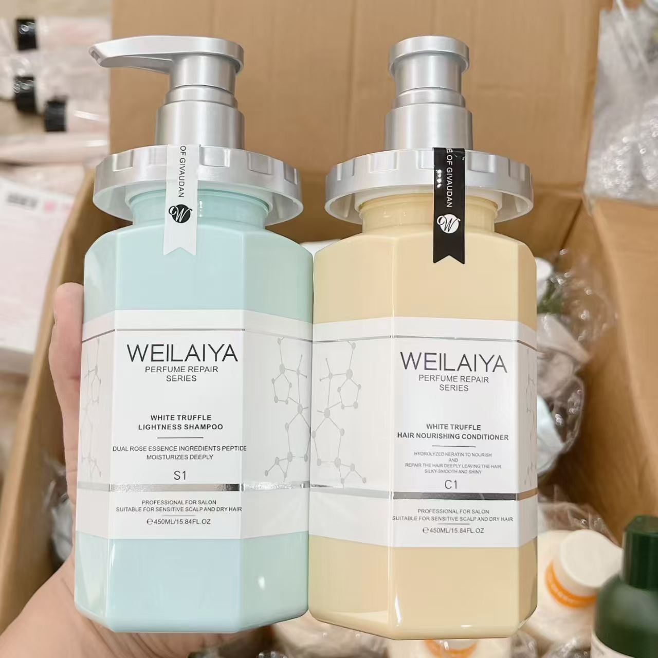 越南正品代购威莱雅weilaiya香氛洗发水无硅油套装450ml*2