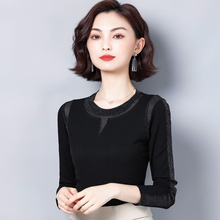 莫代尔打底衫女长袖2020年新款百搭网纱小衫春秋内搭薄款上衣t恤