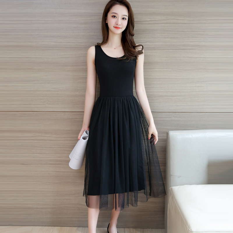 连衣裙女夏季2025新款网纱打底背心裙外穿仙女超仙森系吊带长裙子