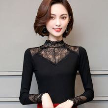 2020春秋季新款薄款高领蕾丝打底衫女长袖百搭莫代尔加绒上衣小衫