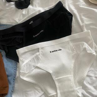 3条装 甜欲少女日系缕空网纱花边螺纹纯棉舒适透气女士三角内裤