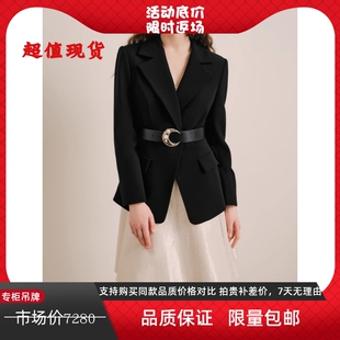 商场同款高端定制春秋季新品撞色假两件式西装连衣裙女1C34305170