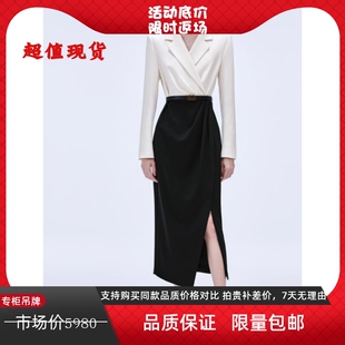 商场同款高端定制春秋季新款气质商务西装领长袖连衣裙XF05196W0