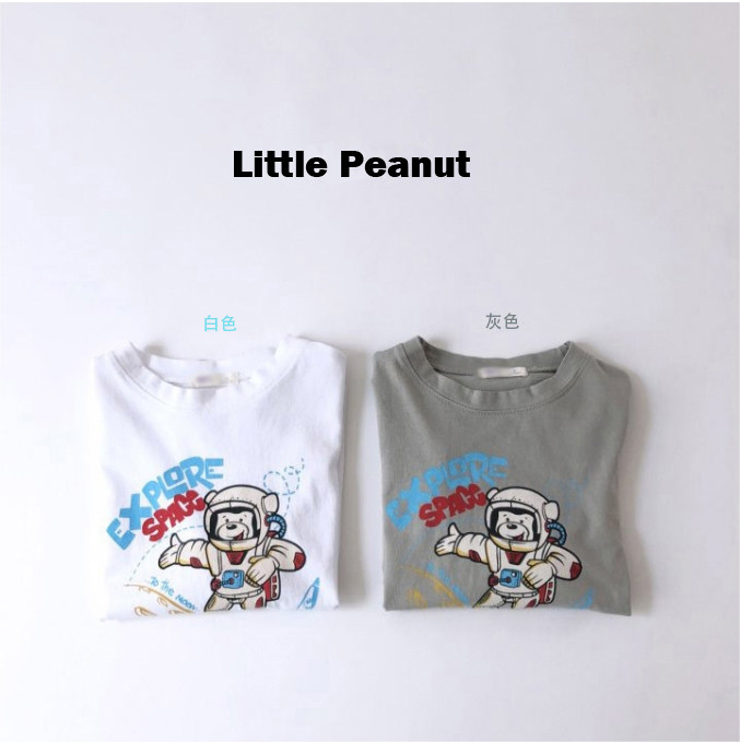 自制 nasa太空熊纯棉中性t恤 宽松大版型短袖上衣 童装中大童夏款