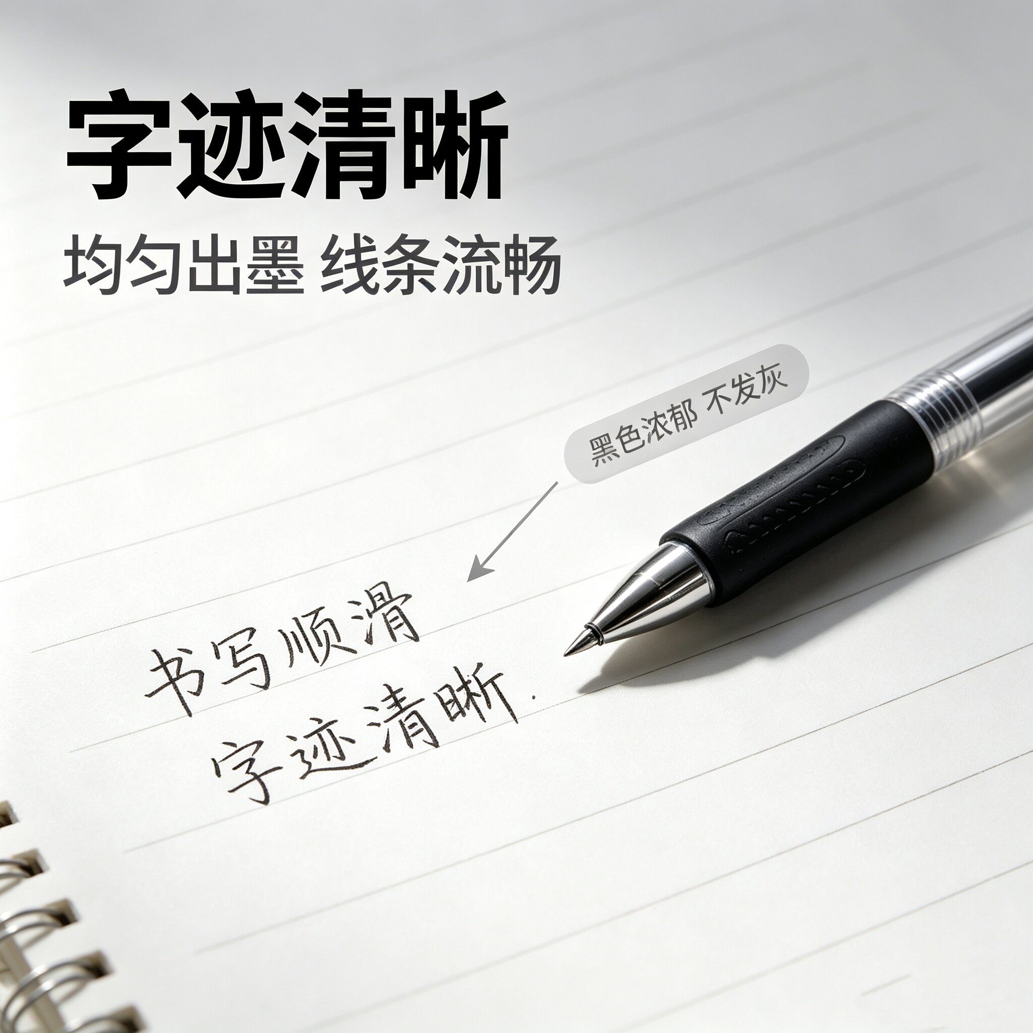 按动笔办公式按压式0.5笔简约黑笔书写办公室老师大容量会议笔顺