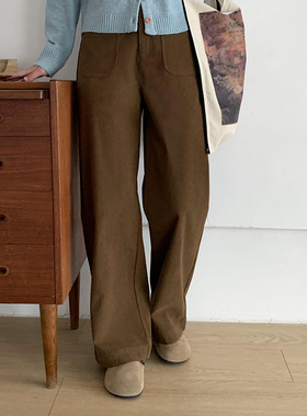 BORAN帛然百搭灯芯绒直筒裤2025年秋季新款高腰显瘦休闲裤女8030