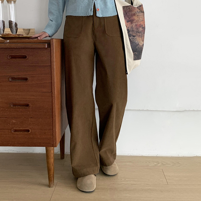 百搭灯芯绒直筒裤秋季休闲裤女