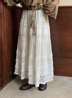 BORAN帛然2025秋冬新款高级感花边半身裙气质高腰蛋糕裙子女3065Q