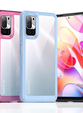 适用于小米红米Note10T 5G手机壳透明炫彩保护套硬壳软边全包防摔