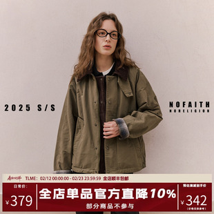 NOFAITH复古猎装巴恩风夹克男宽松休闲短款上衣工装外套男女25FW