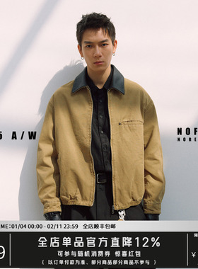 NOFAITH水洗复古牛皮领夹克外套男春秋款宽松休闲百搭短款上衣