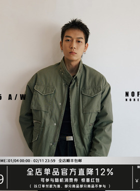 NOFAITH横断竹节棉高密羊羔绒M65立领夹克男复古宽松休闲工装外套