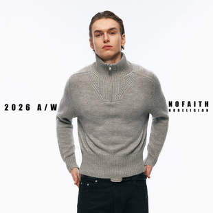 NOFAITH秋冬30%羊毛外套半拉链高领针织套头毛衣长袖男上衣Z6349
