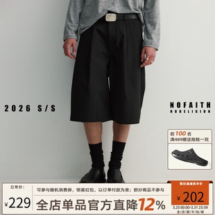 宽松休闲七分裤 复古百搭直筒短款 无信仰 男夏季 NOFAITH纯色休闲裤