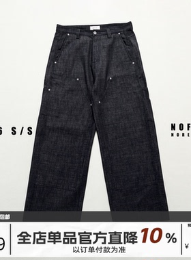 NOFAITH重磅12.5oz帆布原色牛仔裤男宽松BO1双膝直筒伐木裤NK6106