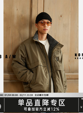 NOFAITH冬季加厚保暖日系复古羊羔毛情侣夹克美拉德风外套男