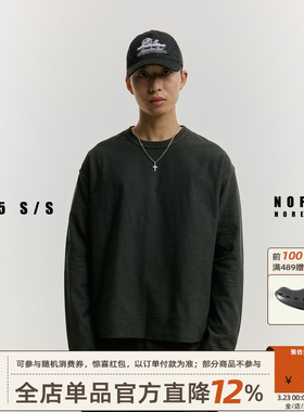 NOFAITH重磅280G竹节棉纯色长袖t恤男秋季宽松圆领打底衫休闲上衣