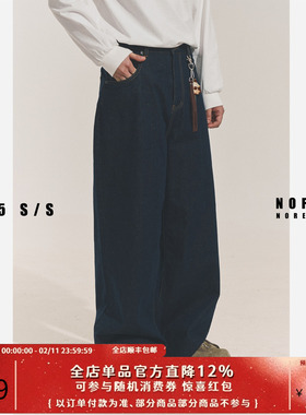 NOFAITH蓝色牛仔裤男日系复古宽松原色直筒cleanfit长裤NK03-39
