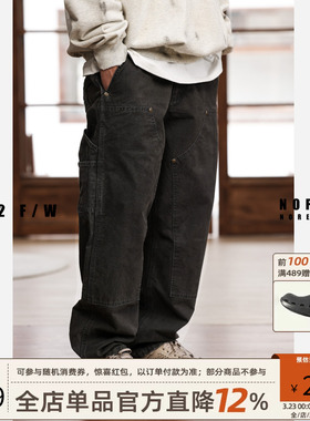 NOFAITH宽松B01复古多口袋双膝伐木工装裤男士直筒休闲长裤无信仰