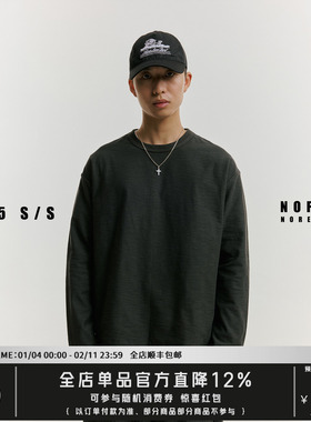 NOFAITH重磅280G竹节棉纯色长袖t恤男秋季宽松圆领打底衫休闲上衣