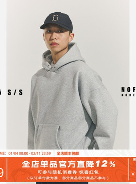 NOFAITH薄绒cleanfit短宽卫衣男女春季日系复古情侣休闲连帽上衣