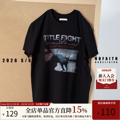 NOFAITH短宽50S高捻轻薄棉图案印花T恤男夏季透气休闲情侣上衣