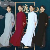 演出太极武术服长衫 龙拳相声大褂唐装 学生说书人成人儿童马褂长衫