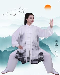 龙拳太极服披纱龙凤外套练功武术团体山水祥云披纱烫印刺绣渐变男