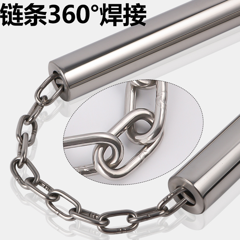 新款不锈钢表演双节棍螺纹直管新手练习棍李小龙双截棍22直径平头