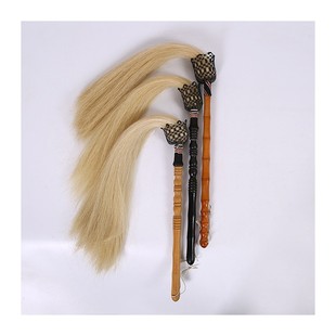 龙拳高端红黑木柄太极拂尘真马尾毛浮尘甩子武当佛尘京剧戏剧道具