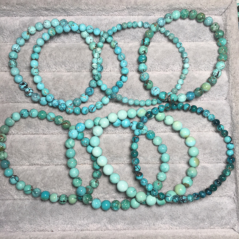 JINGLIANYUAN 천연 광석 호북 청록색 높은 도자기 파란색과 녹색 여성 메쉬 꽃 작은 팔찌 팔찌 한 가지 한 가지 그림