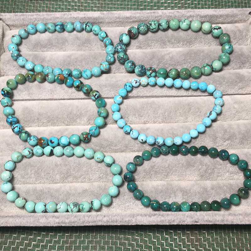 JINGLIANYUAN 천연 광석 호북 청록색 높은 도자기 파란색과 녹색 여성 메쉬 꽃 작은 팔찌 팔찌 한 가지 한 가지 그림