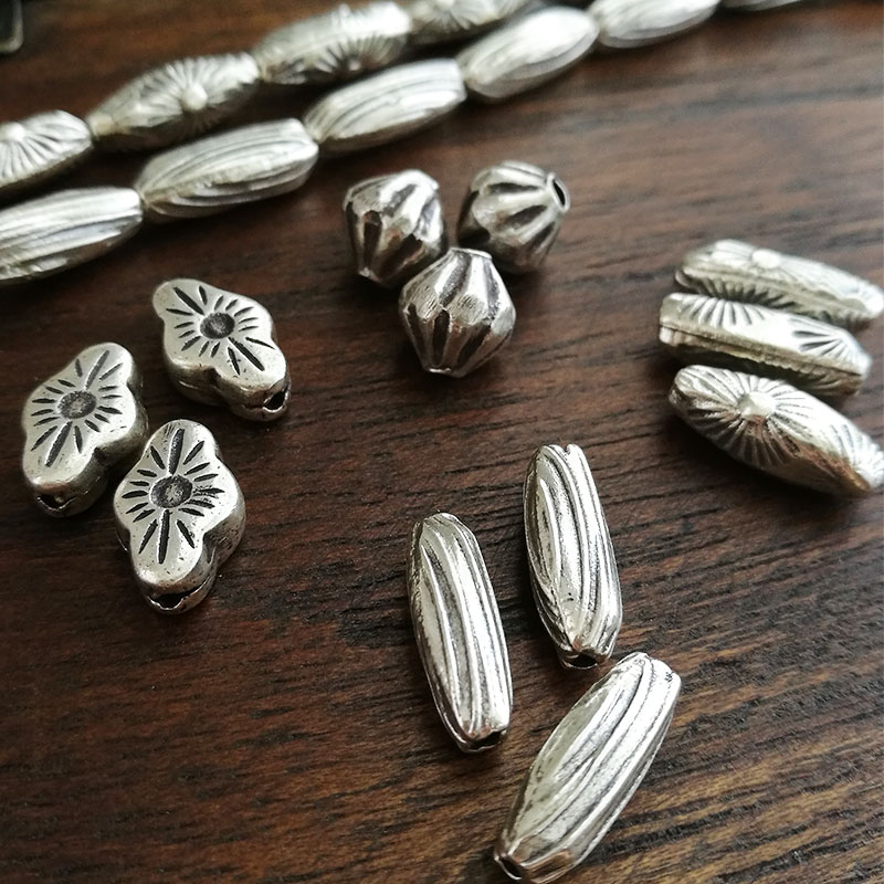 G配件手工银双面花朵银扁珠隔珠
