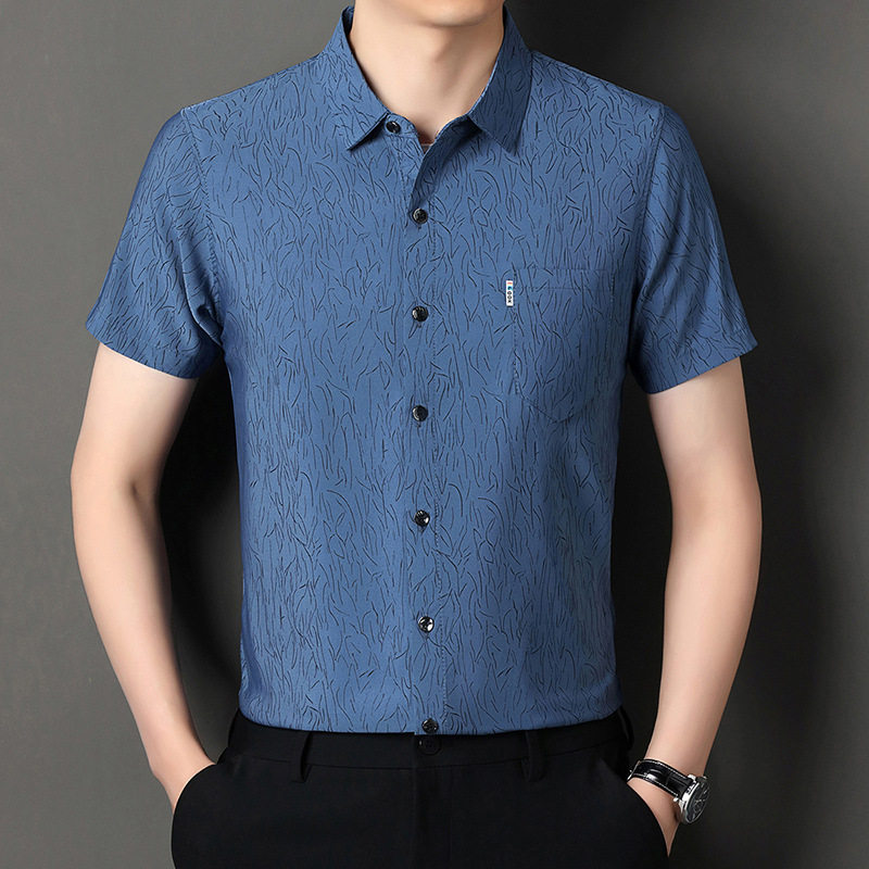 喜公公婚宴装短袖衬衫男参加儿子结婚礼服衣服爸爸装代东粉色衬衣