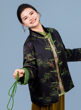 【竹思敏】常规袖长袖厚款立领棉服棉衣复古大码休闲盘扣251035W