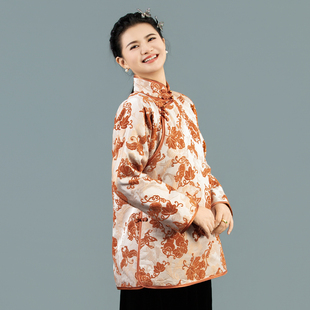 【子语】厚款章绒斜襟长袖薄款上衣衬衣秋季羊驼绒棉服JS-2510