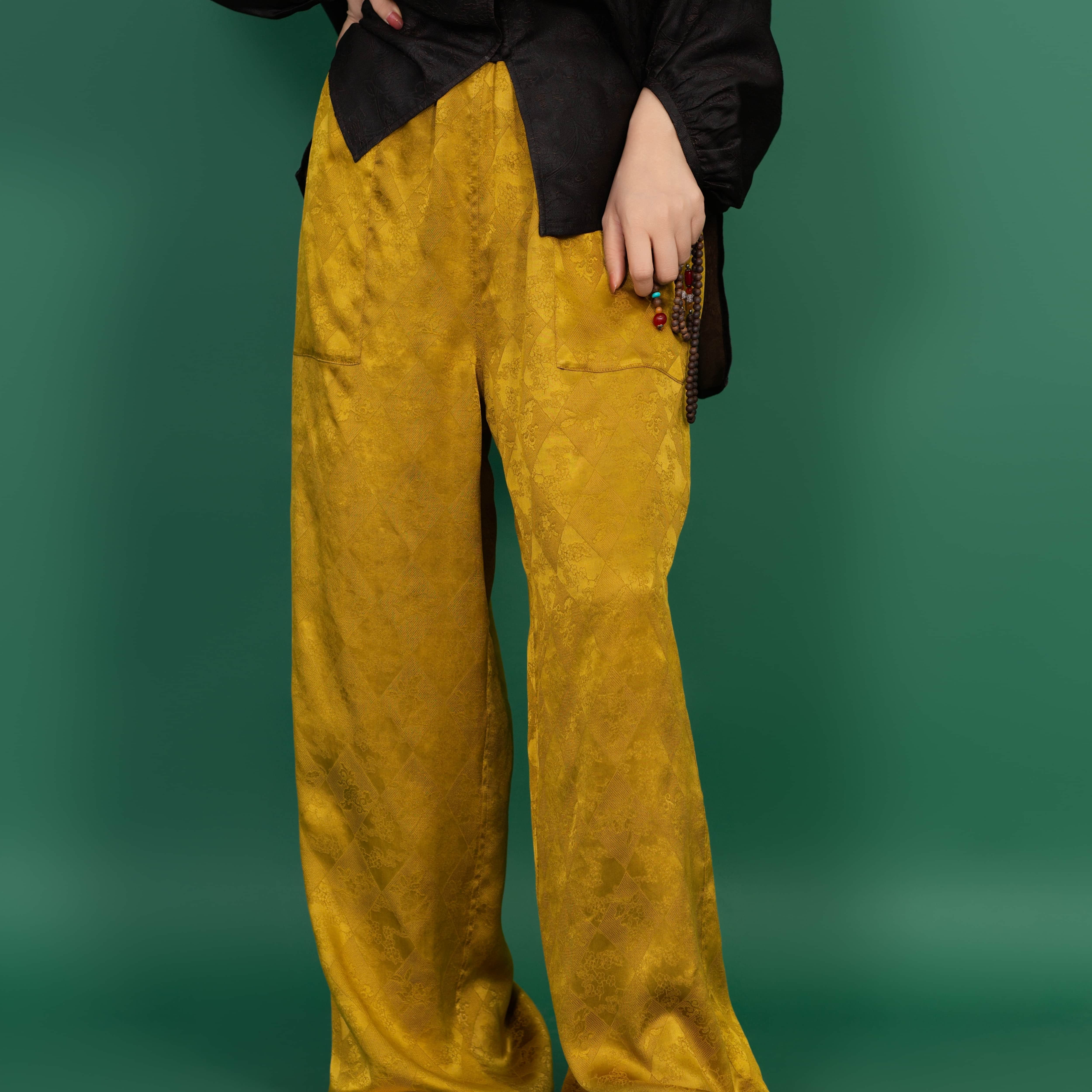 格格甄选【美杜莎】香云纱双面双穿新中式国风简约阔腿裤0250230