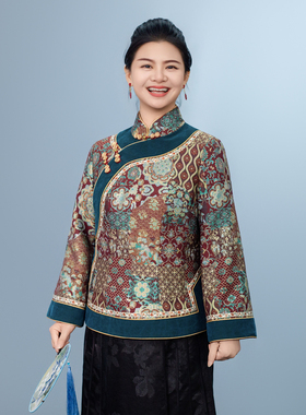 【螺钿】七彩螺钿丝毛蜀锦新中式国风斜襟上衣棉服短款251115T