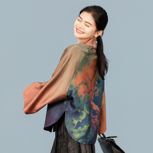 【仓央】秋季新款女直下摆立领长袖短外套七分袖圆领秋季250809T