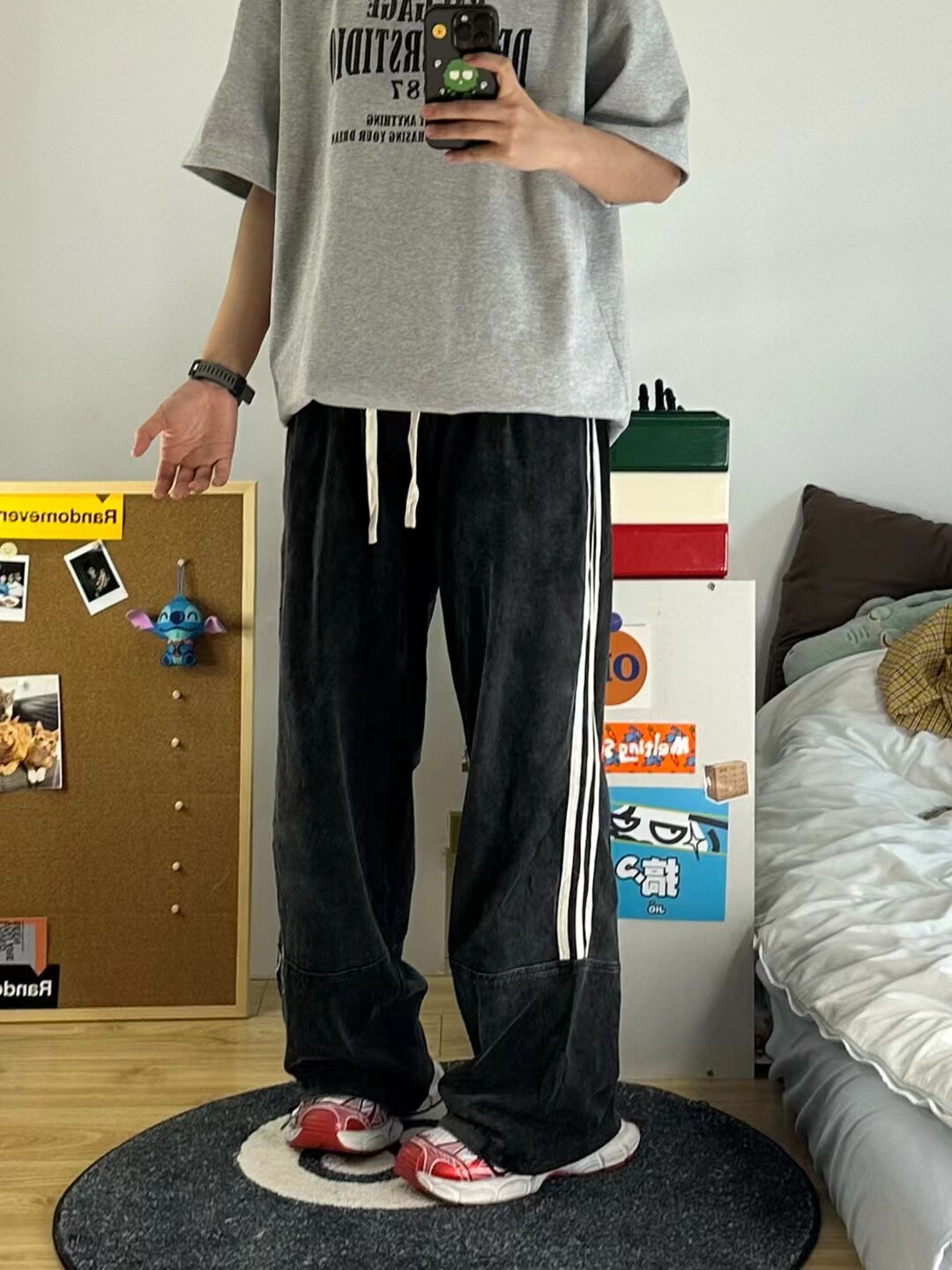 嘻哈潮牌美式街头三条杠休闲裤男休闲裤