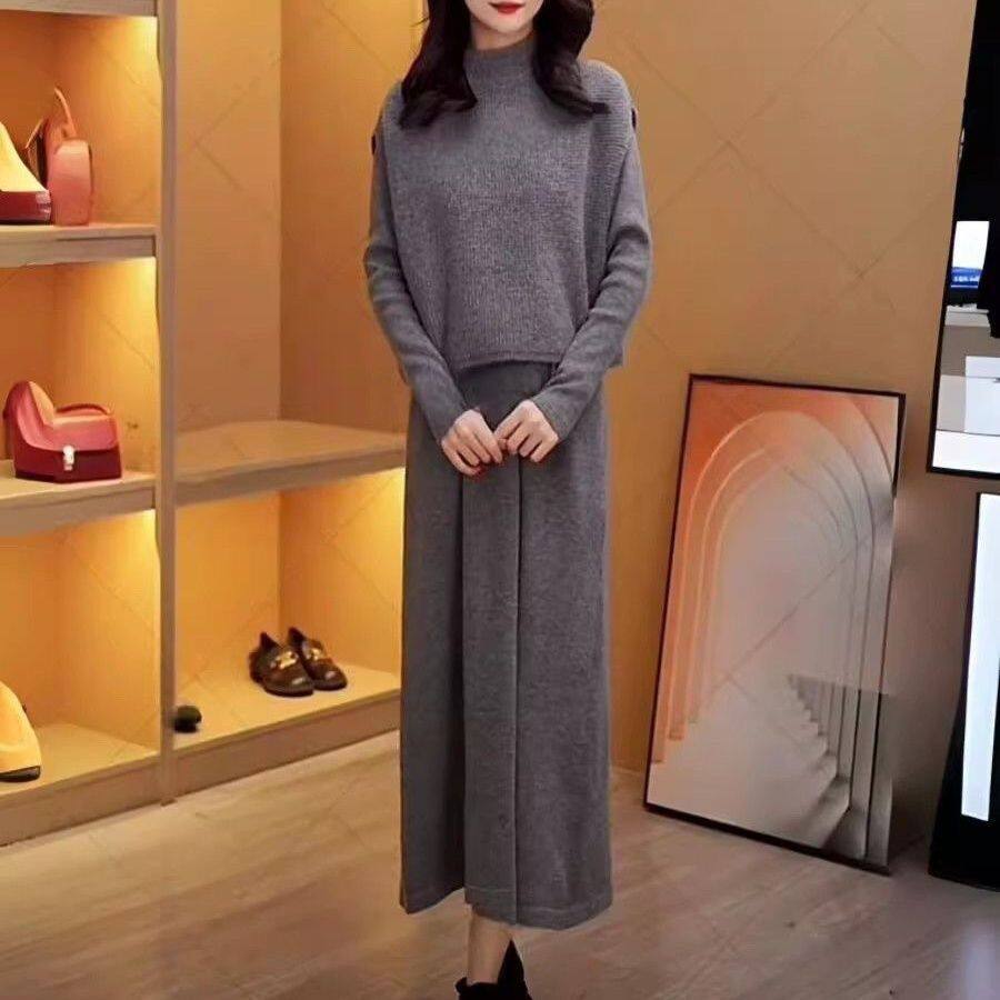 2025秋冬新款高级时尚连衣裙两件套小香风显瘦高档套装长袖裙子女